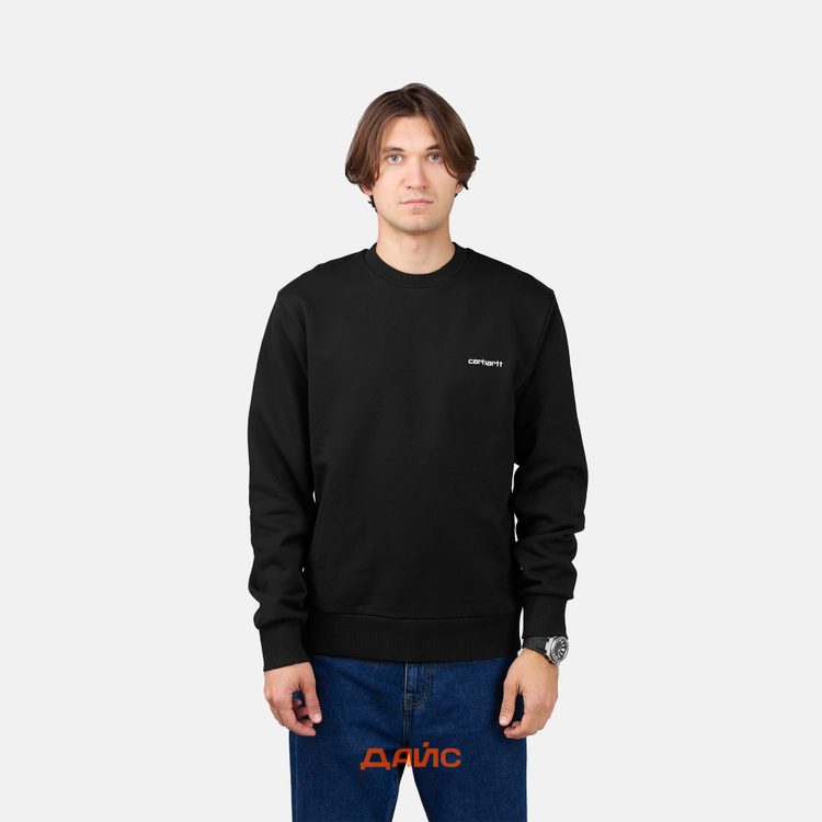 Толстовка мужская Carhartt WIP Script Embroidery Sweatshirt артикул:I033657_black - купить в магазине Дайс