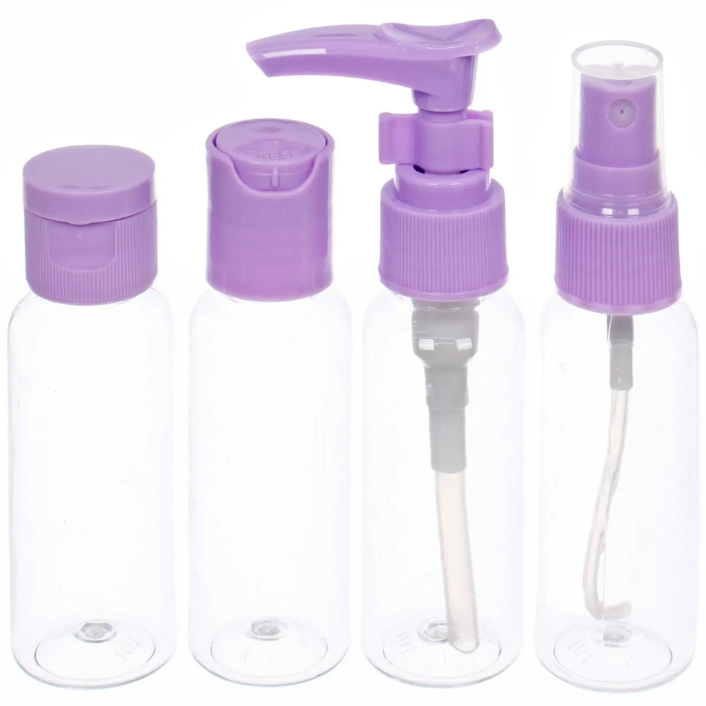 Флаконы дорожные в косметичке 4шт «COMFORT», цвет фиолетовый, (40*4мл)