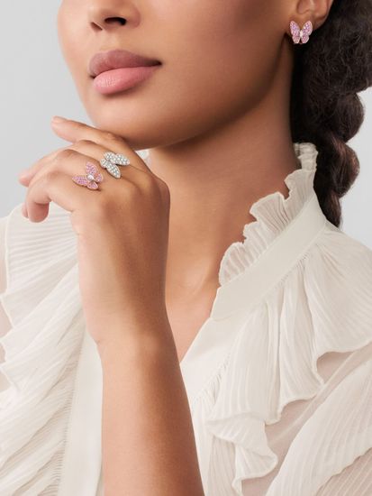 Серьги Van Cleef & Arpels Two Butterfly с бриллиантами и розовыми сапфирами