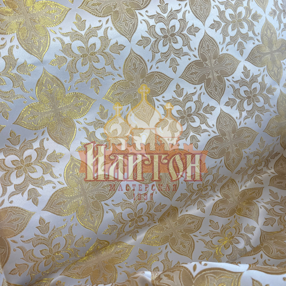 Парча "Вера" белая с золотом