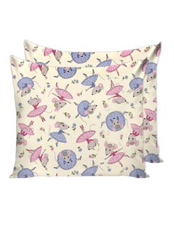 Наволочка комплект 2шт Сказка "Мышки-балеринки" 70х70 см, перкаль