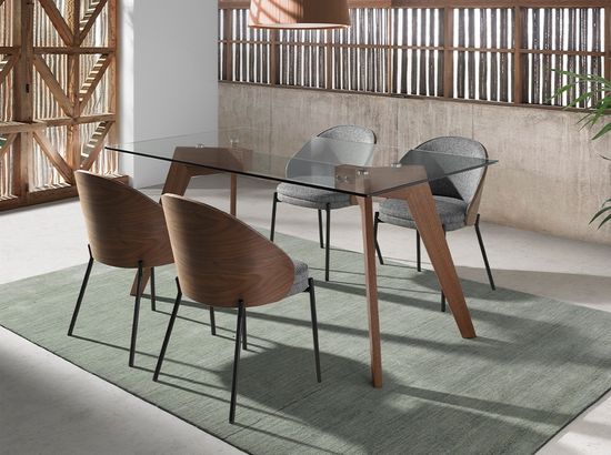 Обеденный стул 4115/DC-S197A из ткани и орехового шпона Испания 