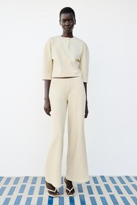 ZARA БРЮКИ ПАЛАЦЦО, ЭКРЮ