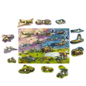 Деревянная рамка-вкладыш с ручками «Военная техника» 28*19,5 см,термопак Буратино