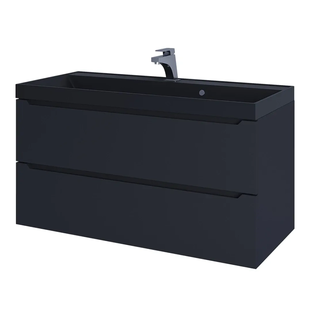 Тумба с раковиной Uperwood Tanos-Classic Quartz 100 см, черная/уголь