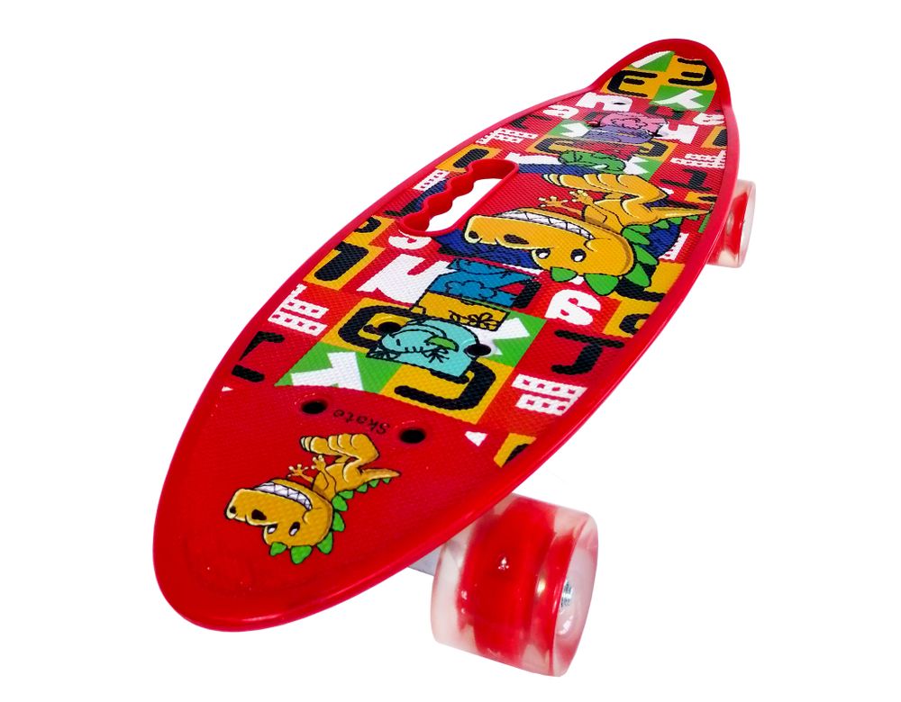 Скейтборд PWSport Print 22" Дино красный