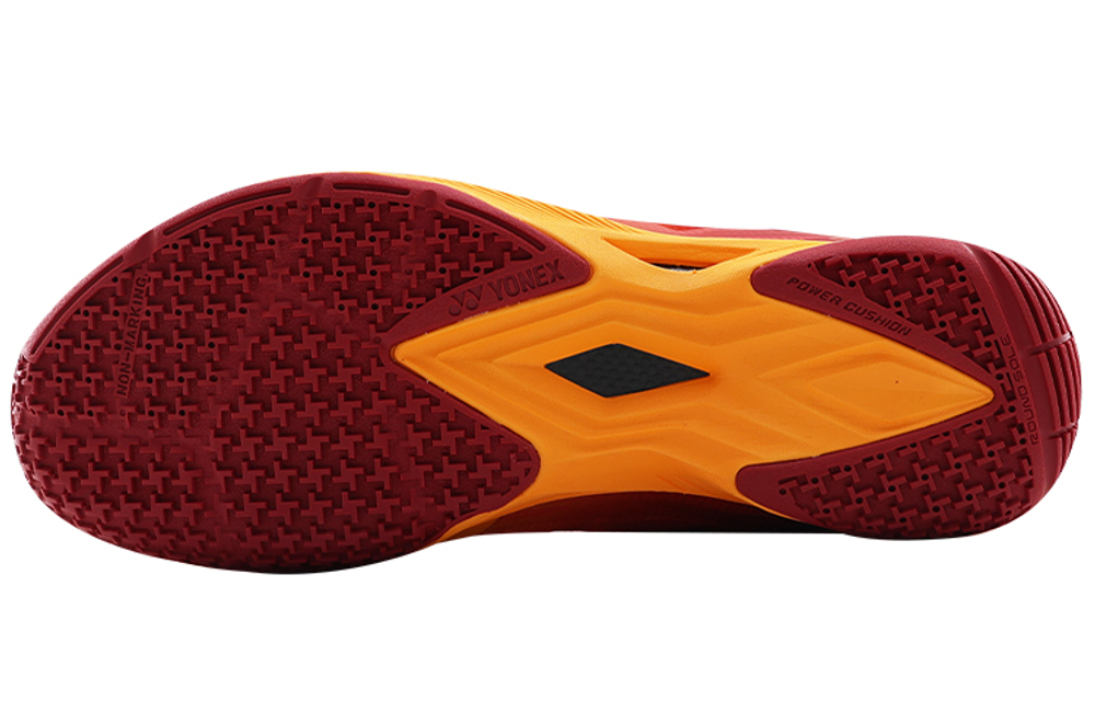 YONEX POWER CUSHION AERUS Textile, Synthetic Leather Gradient Low top Badminton Shoes Men"s Orange Red