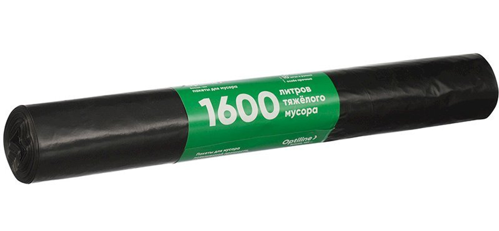 Мешки для мусора Optiline, 160 литров, 90х110 см, 50 мкм, черные, в рулоне 10 штук