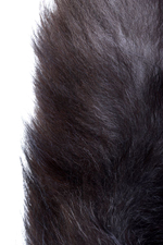 Большая серебристая металлическая анальная втулка с хвостом-чернобуркой (Цвет: черный с серым)