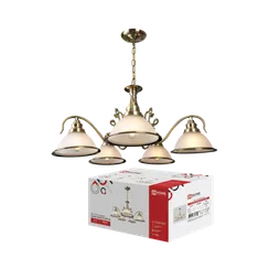 Люстра под лампу CLASSIC GRAND-CN-5E27-BR 5хЕ27 белый плафон, медный корпус IN HOME