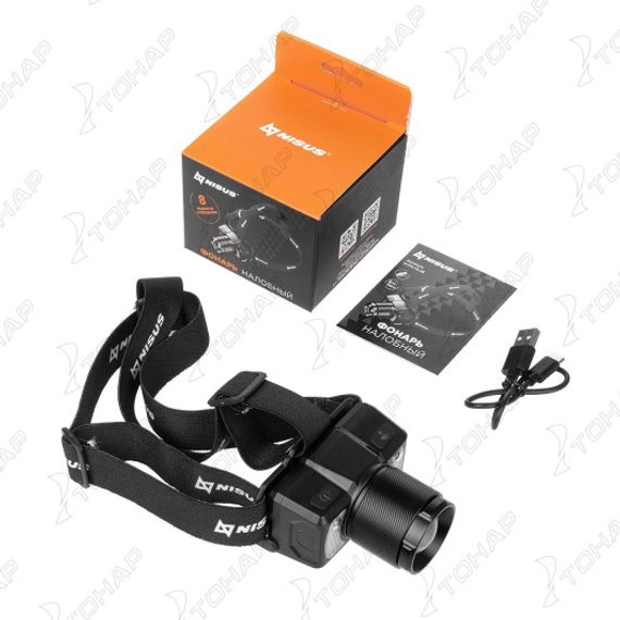 Фонарь налобный сенсорный 800 LM, IP43, USB (N-FN-HL25) NISUS