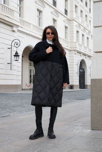 Удлиненная черная куртка-пальто с капюшоном