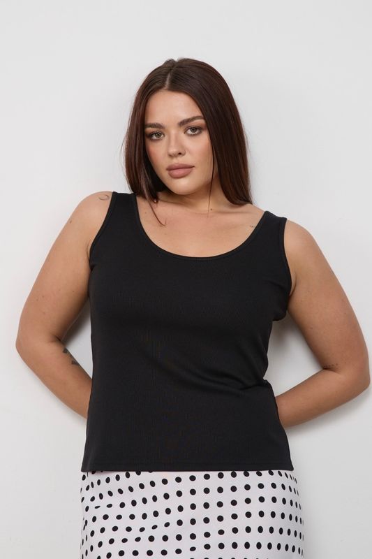 Майка в рубчик, черный