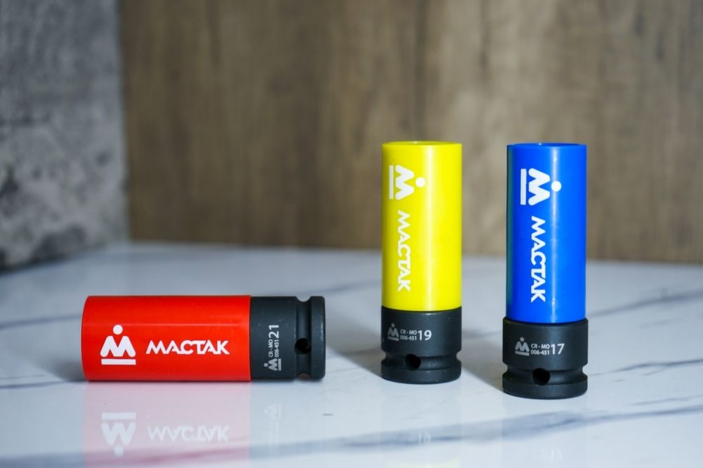 МАСТАК (5-064517) Набор ударных глубоких торцевых головок и удлинителей 1/2", 17, 19, 21 мм, ложемент, 7 предметов