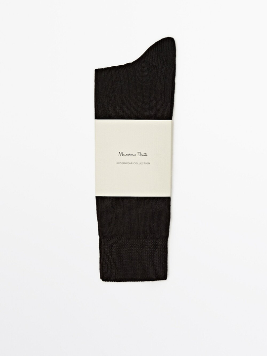 Massimo Dutti Высокие носки в рубчик, черный