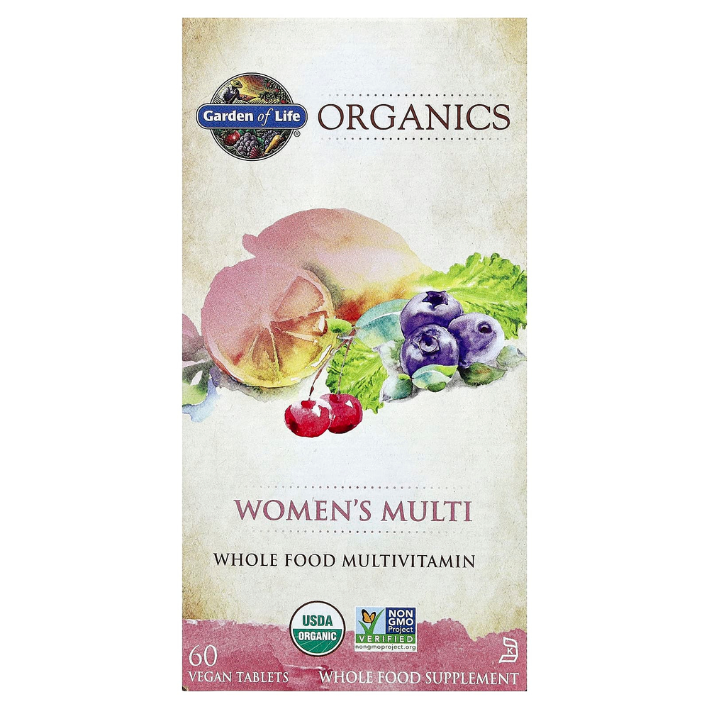 Garden of Life, Organics, мультивитамины для женщин, 60 веганских таблеток