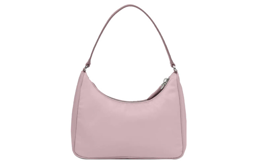 PRADA Re Edition Recycled Nylon Fabric With Saffiano Leather Trim Shoulder Bag, Handbag Mini Women"s Snow Pink
