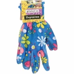 Перчатки нейлоновые «Фантазия-Одуванчики» с резиновым покрытием полуоблитые 8 р-р ДоброСад