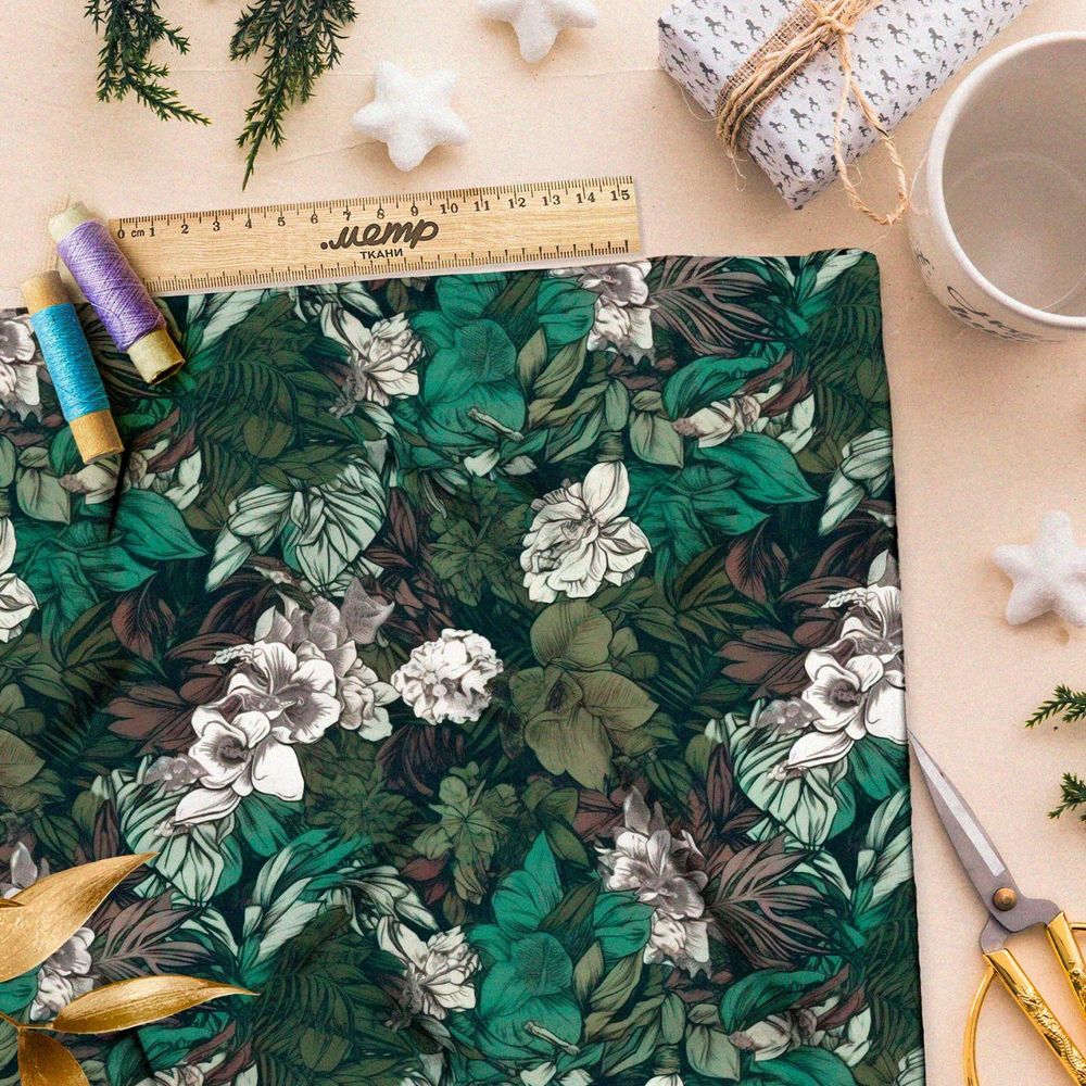 Ткань премиум габардин чудесные цветы
