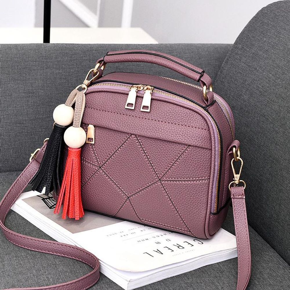 Средняя стильная летняя женская повседневная сумочка пурпурного цвета из экокожи Dublecity 9078 Purple