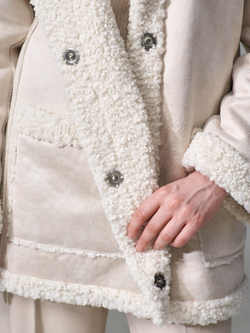 Двусторонняя дубленка из искусственного меха тедди чебурашка, SilverFox (арт. S1183-200)