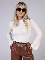 Лонгслив в рубчик с рукавами клеш