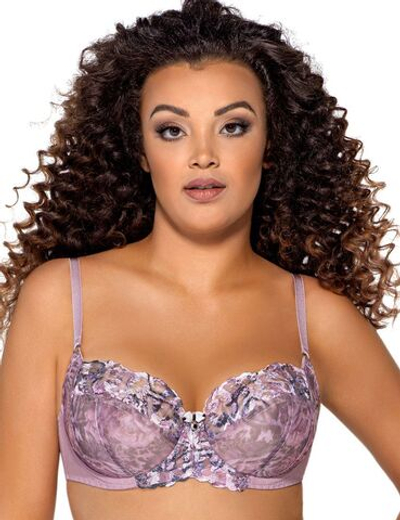 Бюстгальтер с чашками с цветочным принтом и вышивкой люрексом (Размер: 90C) (Цвет: сиреневый)