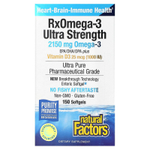 Natural Factors, RxOmega-3 повышенной силы действия с витамином D3, 150 капсул