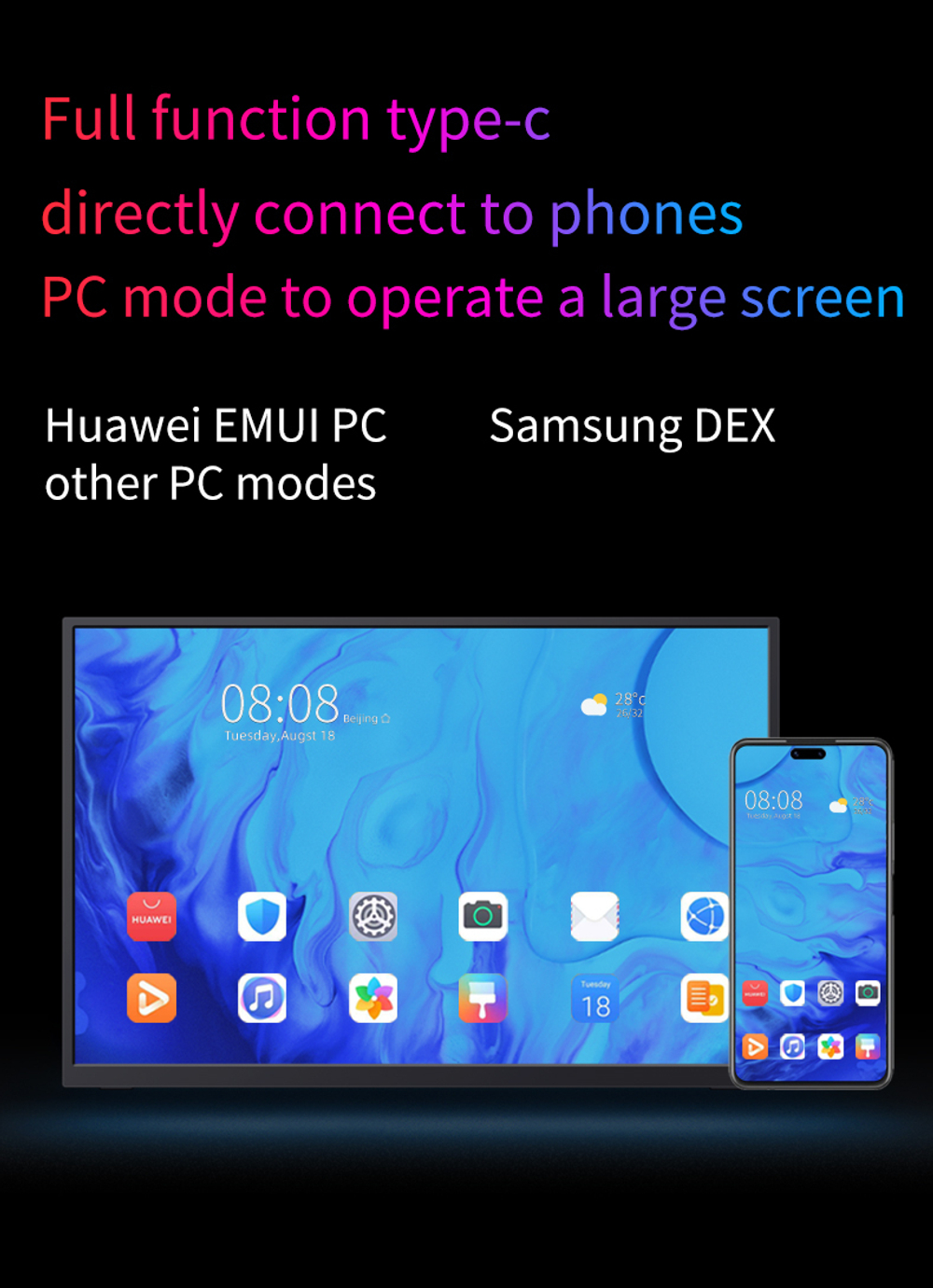 13.3" Портативный монитор VCHANCE 4K (3840x2160) OLED, 60 Гц