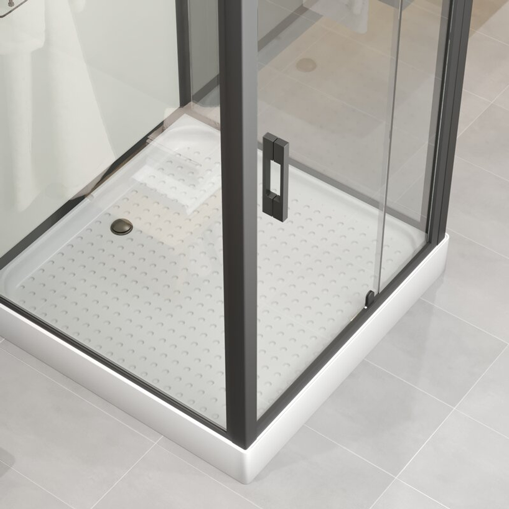 Душевая кабина Niagara Standart ST90/15Q/BL/BK (90х90х200) квадрат,поддон 15см,распашная,проф.черный,без крыши,3 места