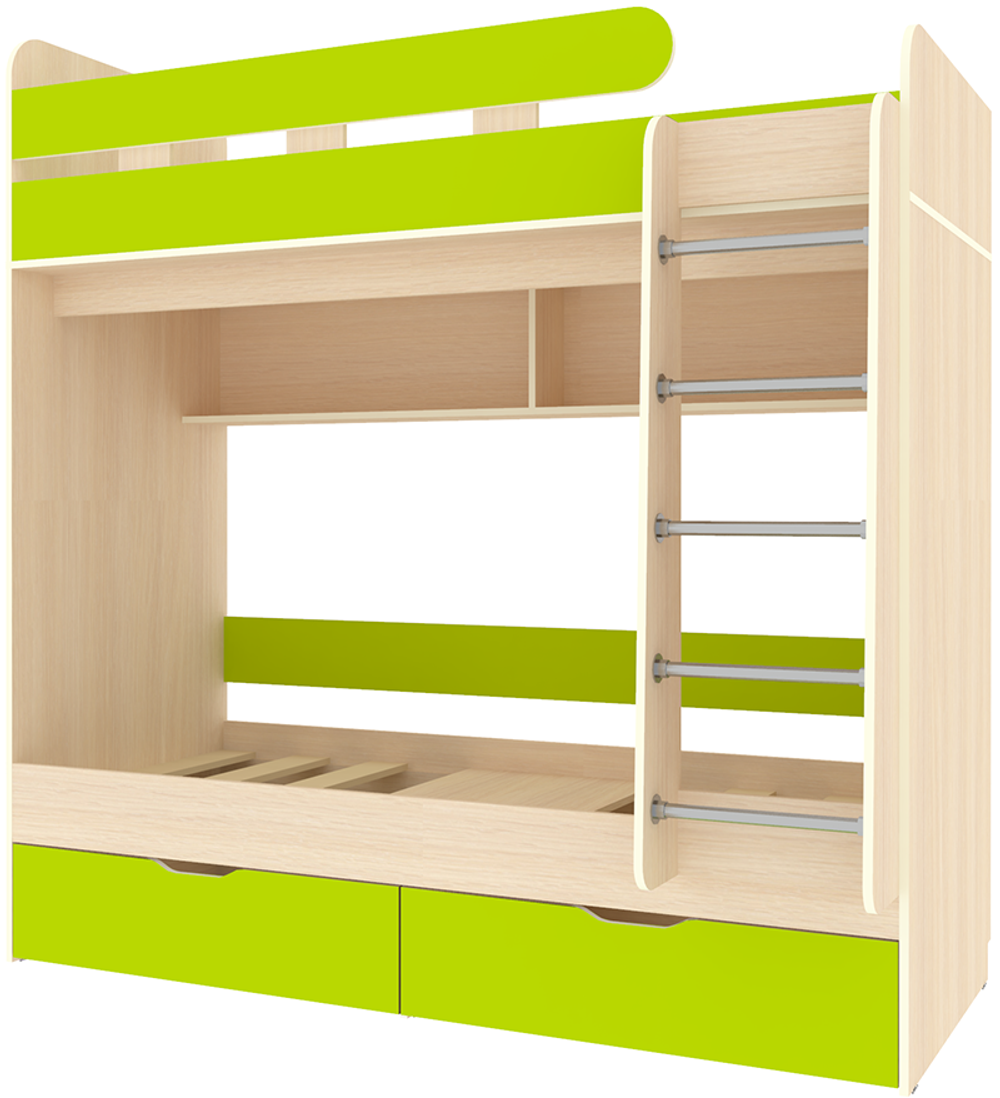Двухъярусная кровать КарИВи Юниор 5 80x160  Дуб Молочный Лайм