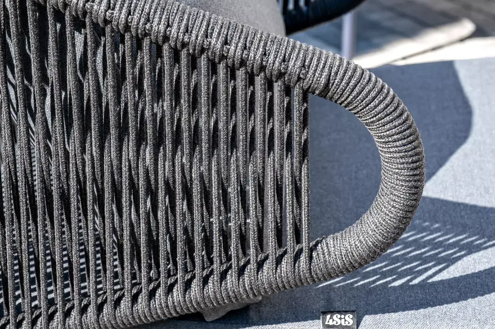 "Милан" лаунж-зона 4-местная плетеная из роупа (веревки), каркас алюминиевый темно-серый, роуп темно-серый