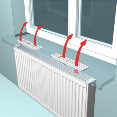 Вентиляционная решетка пластиковая для подоконника накладная 4513ДП