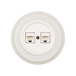 Розетка RJ45 информационная двойная, керамика, цвет белый, декор D6/2 B1-302-01-D6/2