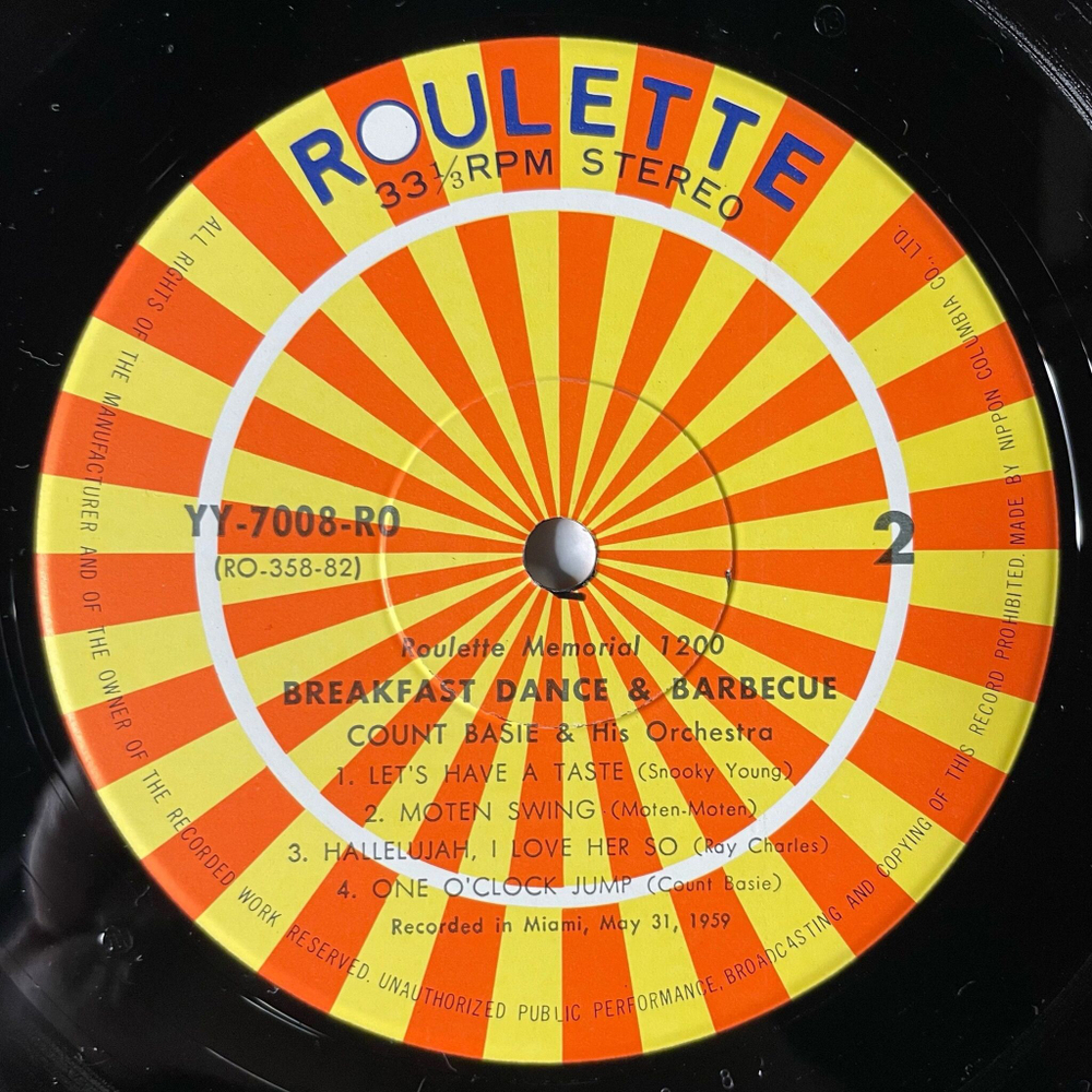 Винтажная виниловая пластинка LP Count Basie And His Orchestra Featuring Joe Williams Breakfast Dance And Barbecue Каунт Бейси (Japan 1973) (Obi)