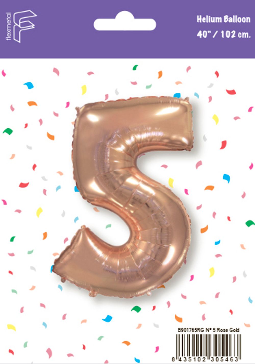 Шар (40''/102 см) Цифра, 5, Розовое Золото, 1 шт. в упак.