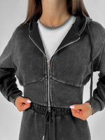 Костюм спортивный Snow Vina 15796 из укороченной толстовки на молнии и широких штанов с разрезами