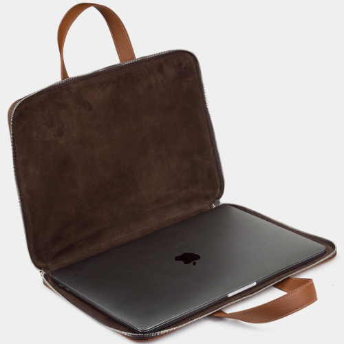 Сумка для MacBook Pro 16 - 17 Bocage с карманами из кожи теленка цвета карамель