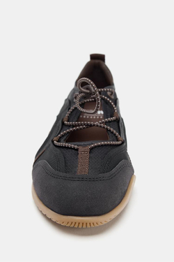 ZARA СПОРТИВНЫЕ БАЛЕТКИ С ЭЛАСТИЧНЫМИ РЕМЕШКАМИ, ЧЕРНЫЙ