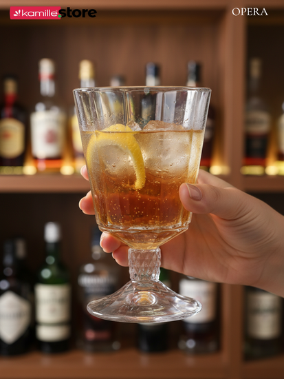 Набор бокалов 6 шт. 270 мл. на ножке, стеклянные с огранкой OPERA