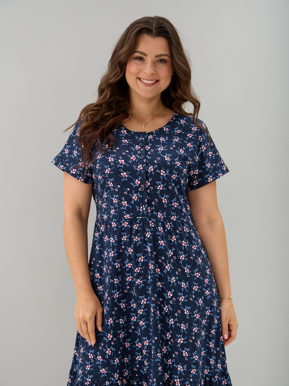 Платье П-032/синий-цветыветочка