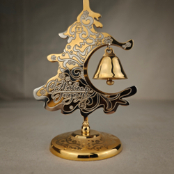 Елка сувенирная "С Новым годом!" с колокольчиком (Златоустовская гравюра)