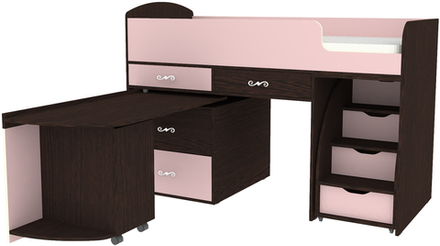 Кровать-чердак КарИВи Малыш 6 Венге Розовый