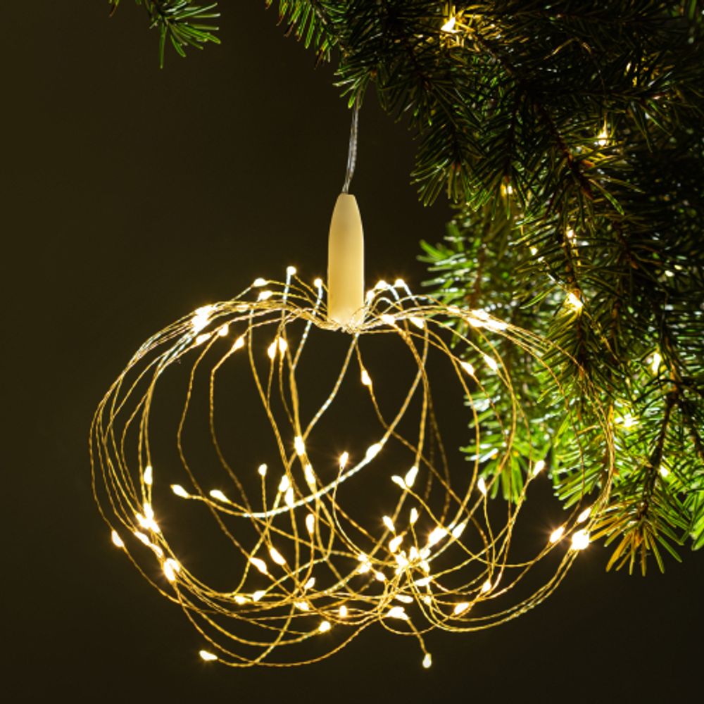 Светодиодная новогодняя гирлянда ЭРА ENIS-90W подвесной светильник Салют теплый белый 90 led 2*AA | Гирлянды