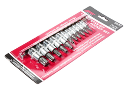 Набор головок торцевых 1/4"-3/8" TORX Т10Н-Т60Н с отверстием 11 предметов JTC