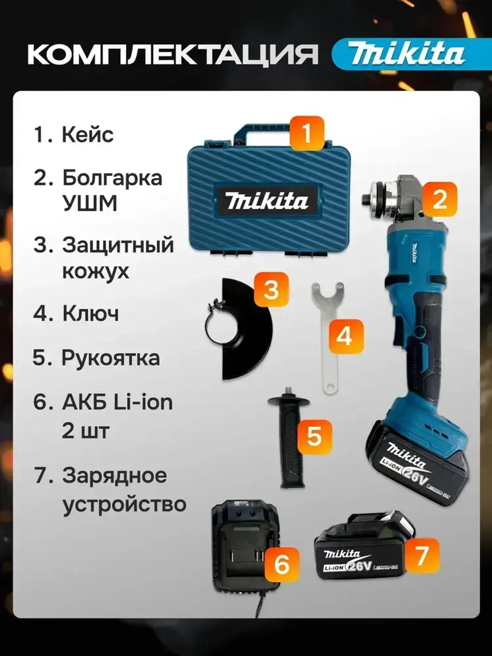 Болгарка аккумуляторная УШМ, Угловая шлифовальная машина аккумуляторная