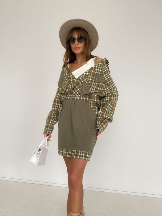 ЮБКА ЛЕМИ ХАКИ КЛЕТКА