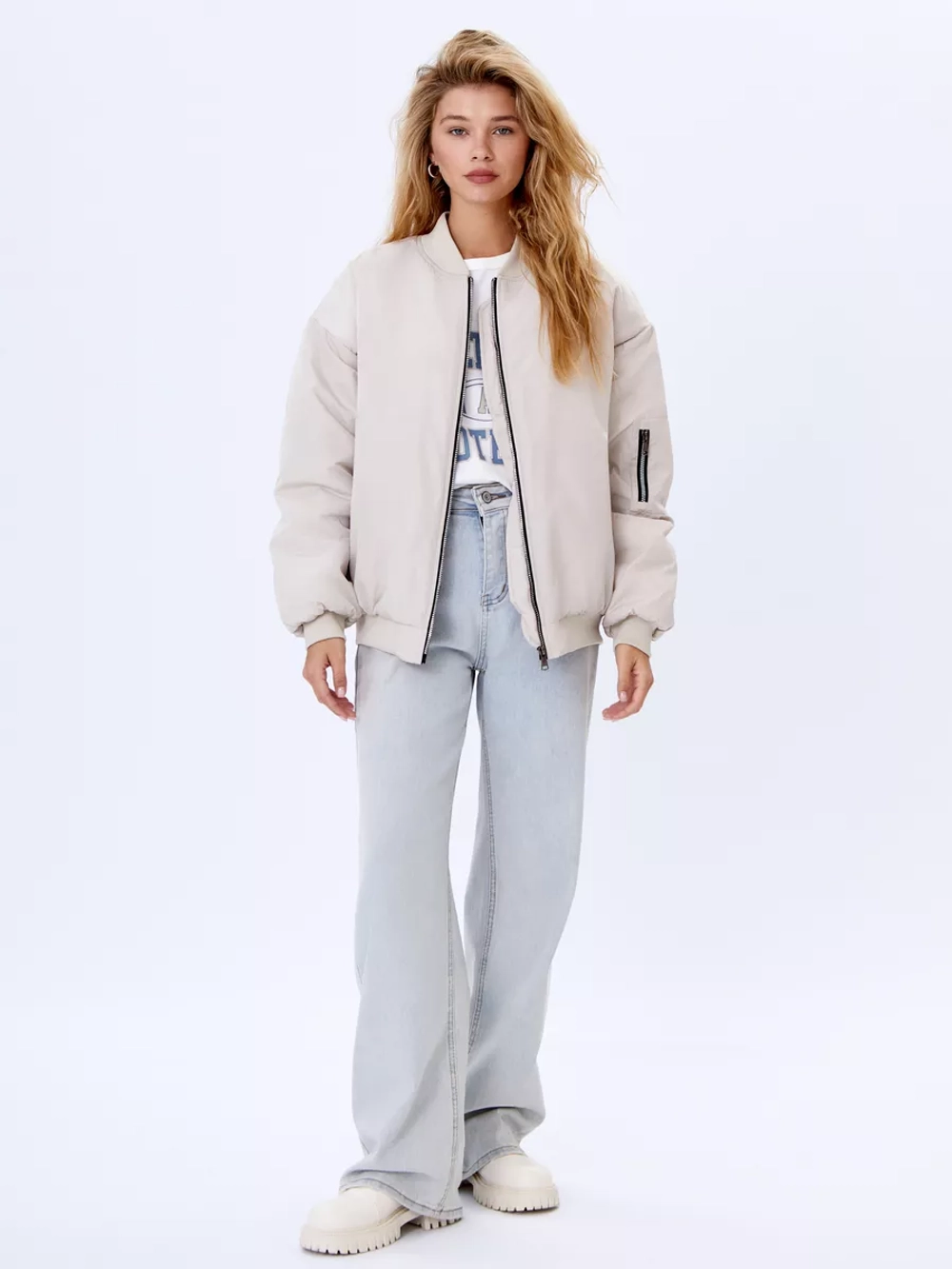 Бомбер оверсайз утепленный куртка осень