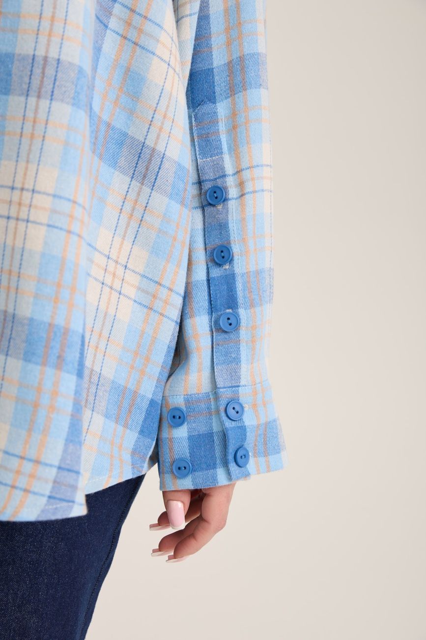 Рубашка в клетку оверсайз, голубой