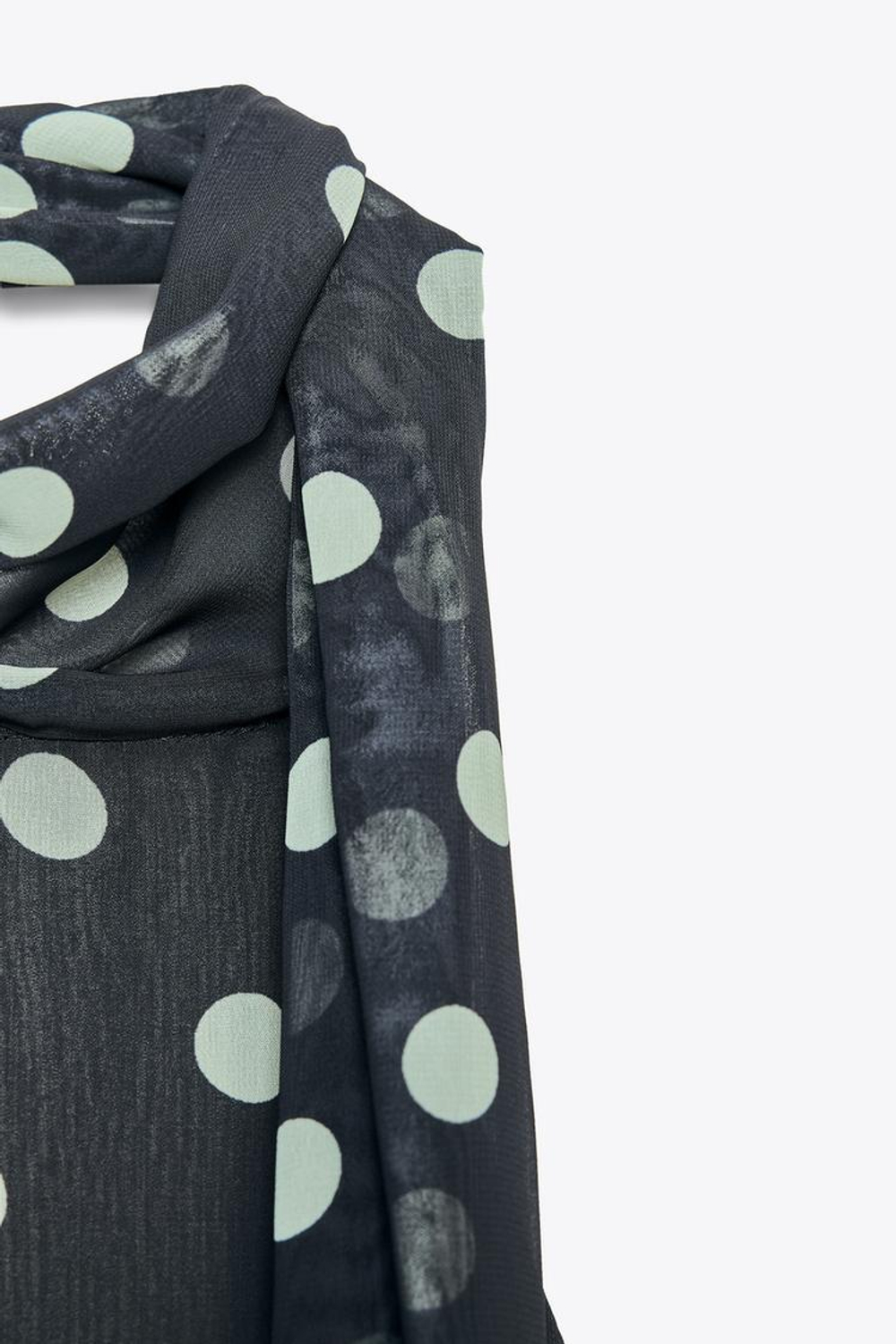 ZARA ТОП В ГОРОШЕК С ГОРЛОВИНОЙ ХАЛТЕР, МОРСКОЙ ТЕМНО-СИНИЙ